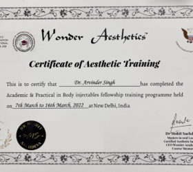 Dr Arvinder Singh Certificate Body Injectables